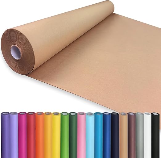 PerkHomy 36" x 2,400" (200') Brown Kraft Paper Roll for Craft Bulletin Board Paper Kids Art Table Covering Crafting Gift Wrapping Bouquet Packing Parcel 70GSM 50LB (Brown, 36" x 200')