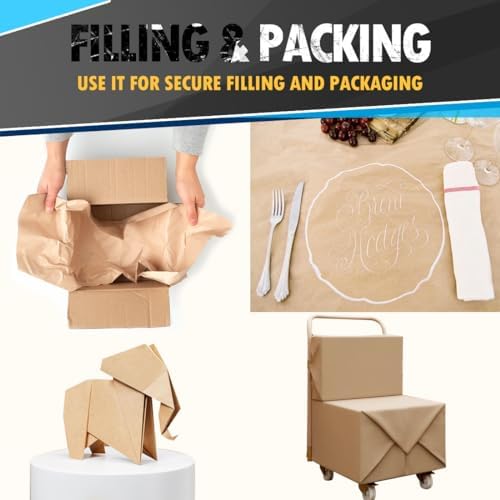PerkHomy 36" x 2,400" (200') Brown Kraft Paper Roll for Craft Bulletin Board Paper Kids Art Table Covering Crafting Gift Wrapping Bouquet Packing Parcel 70GSM 50LB (Brown, 36" x 200') - Image 3